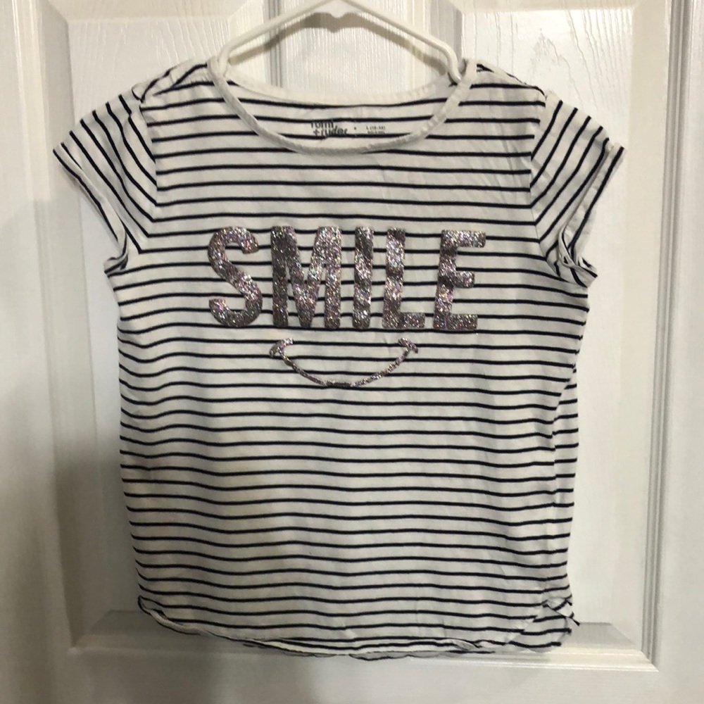 Rumor & Ryder size large (12-14) graphic tee black and white stripe
